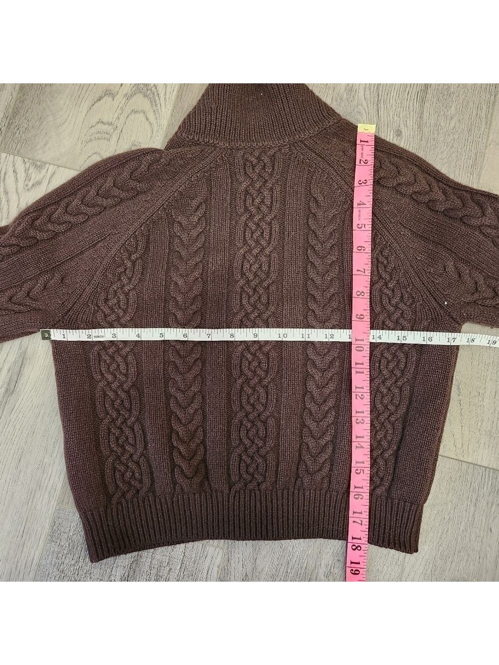 Aritzia Sunday Best "Gigi" Brown Cable Knit Collared Zip-Up Sweater Size 2XS - Picture 15 of 15